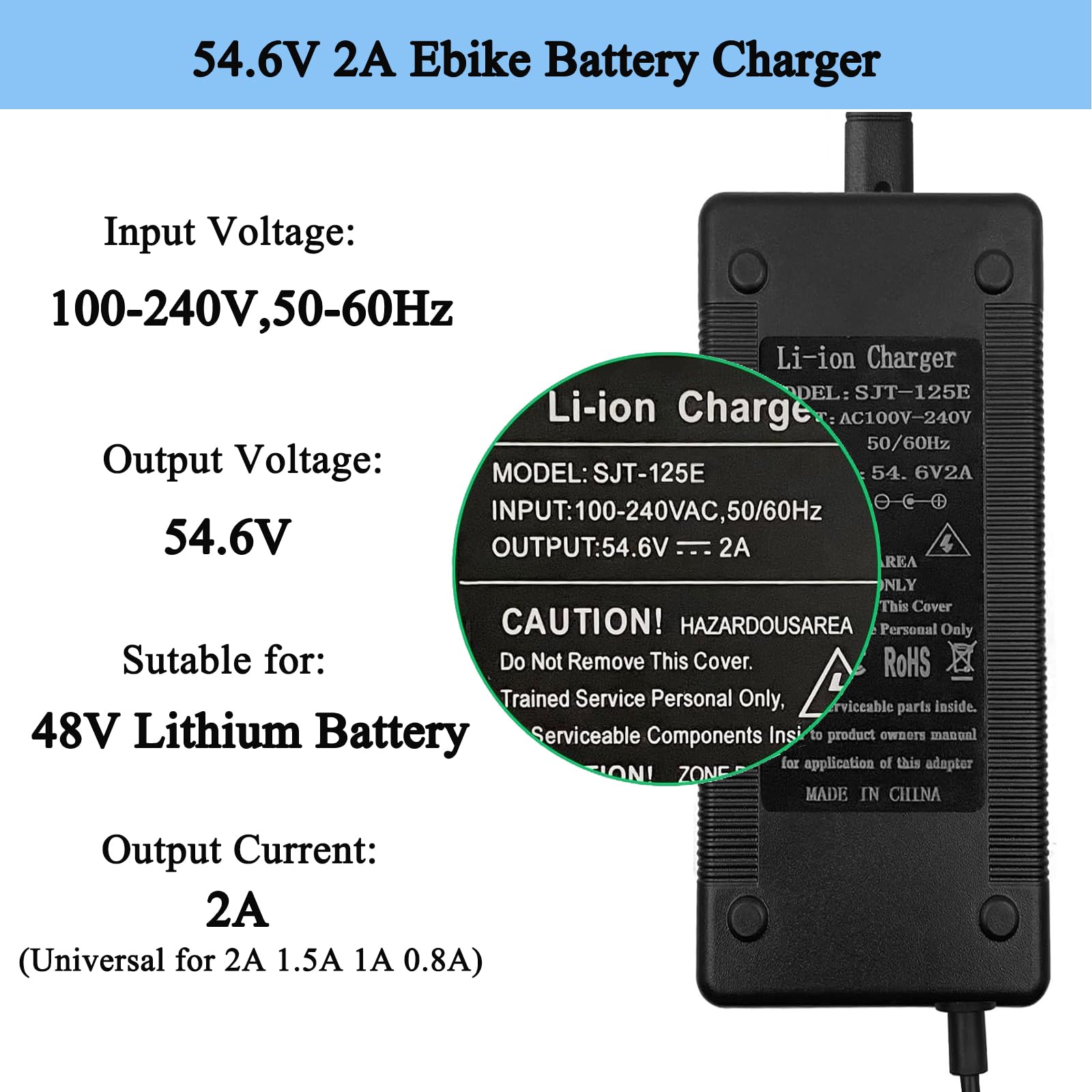 Amazon.com: Electric Bike Charger 48V, 54.6V 2A Charger (5 Plugs